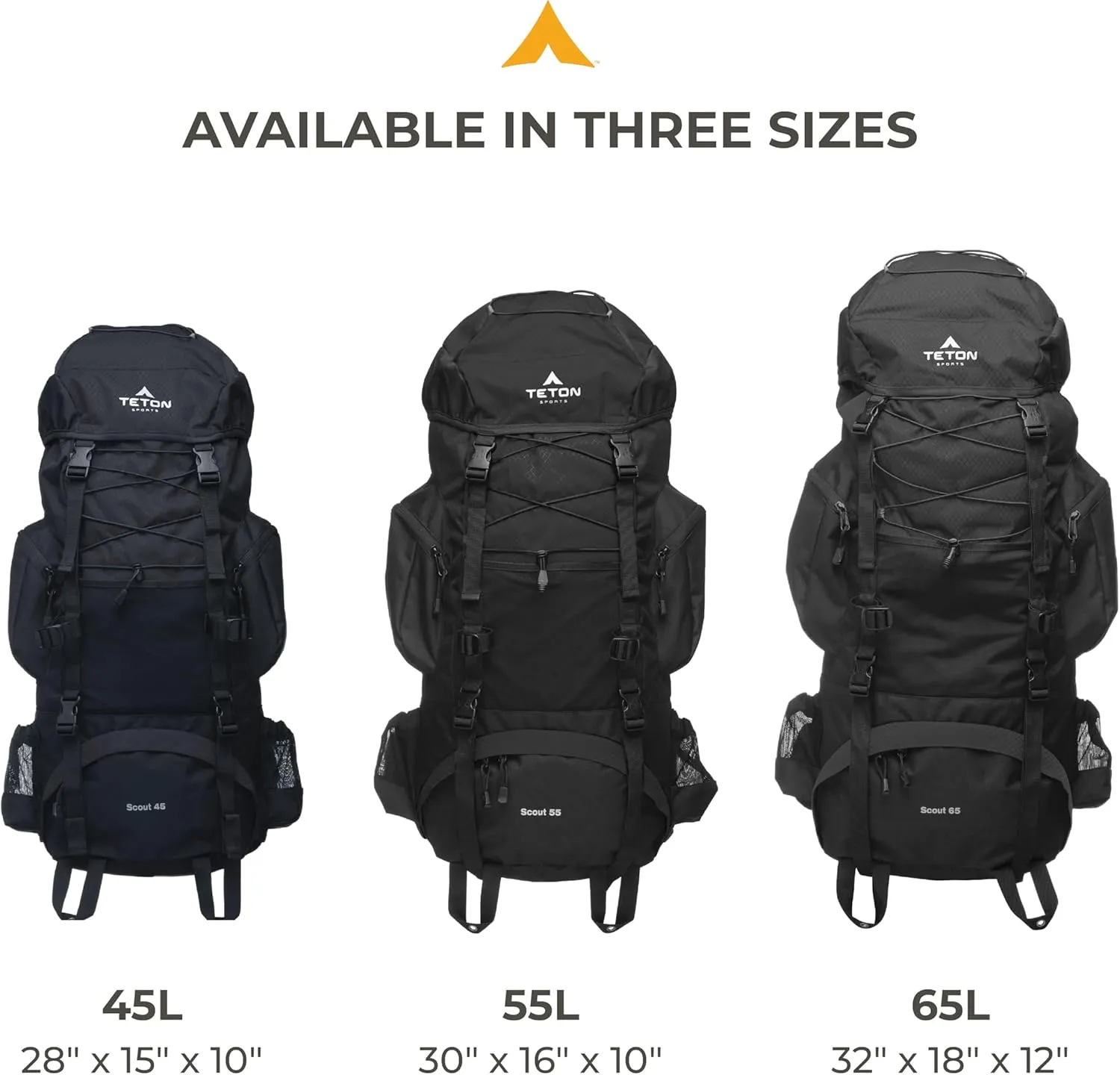 TETON 55L Scout Internal Frame Backpack for Hiking, Camping, Backpacking, Rain Cover Included