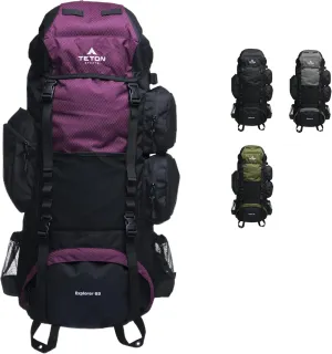 TETON 65L Explorer Internal Frame Backpack for Hiking, Camping, Backpacking, Rain Cover Included