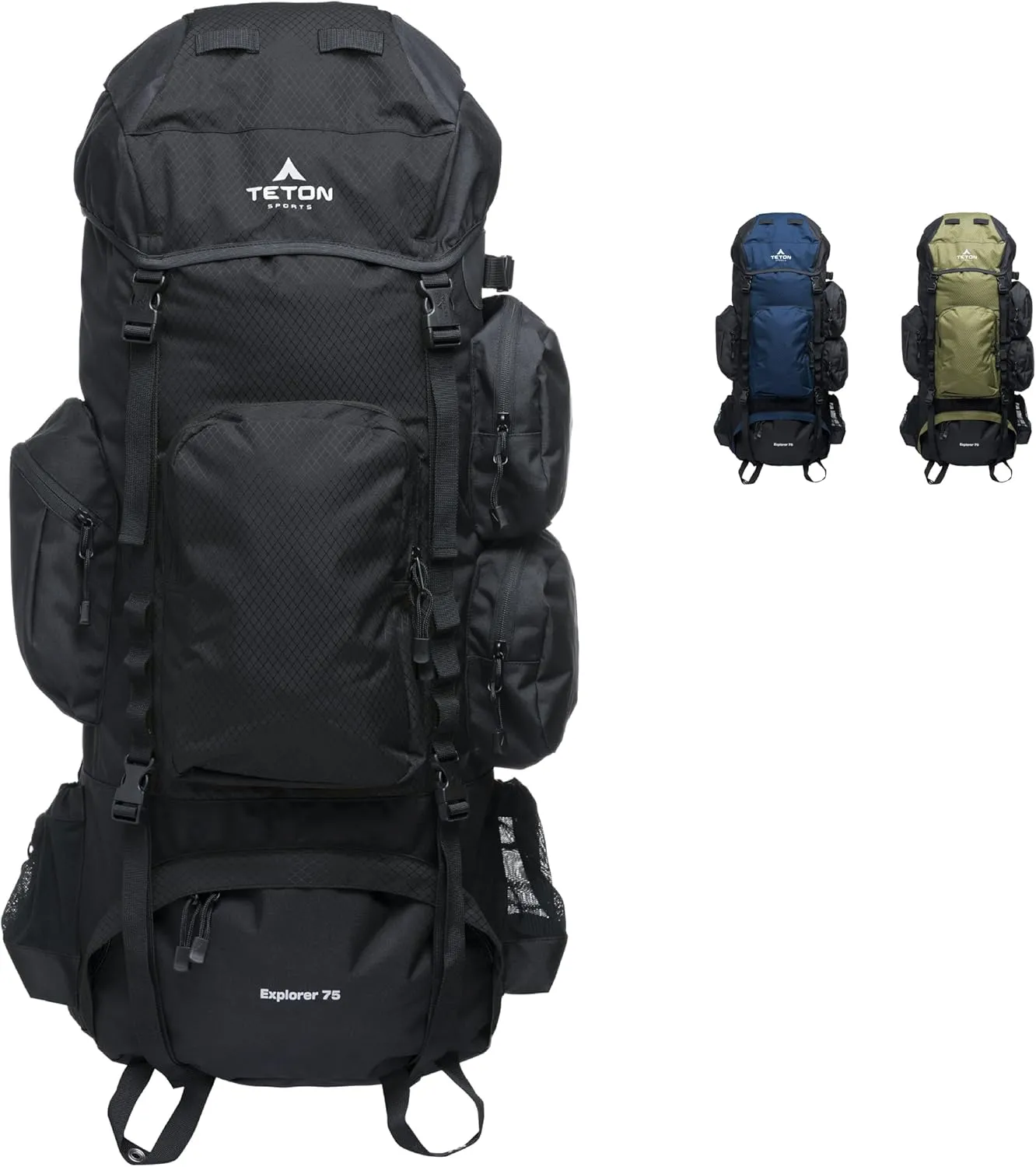 TETON 75L Explorer Internal Frame Backpack for Hiking, Camping, Backpacking, Rain Cover Included