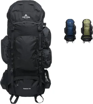 TETON 75L Explorer Internal Frame Backpack for Hiking, Camping, Backpacking, Rain Cover Included