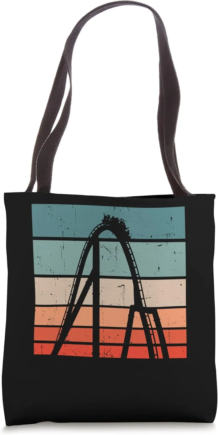 Theme Park Vintage Amusement Park Retro Roller Coaster Tote Bag