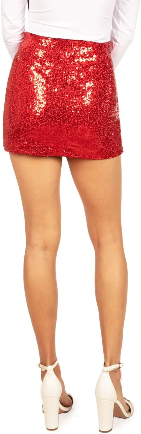 Tipsy Elves Womens Sequin Skirts Sparkly Knee Length Concert Mini Skirt Shiny Dance Club Rave Party Skirt for Women