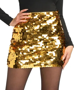 Tipsy Elves Womens Sequin Skirts Sparkly Knee Length Concert Mini Skirt Shiny Dance Club Rave Party Skirt for Women