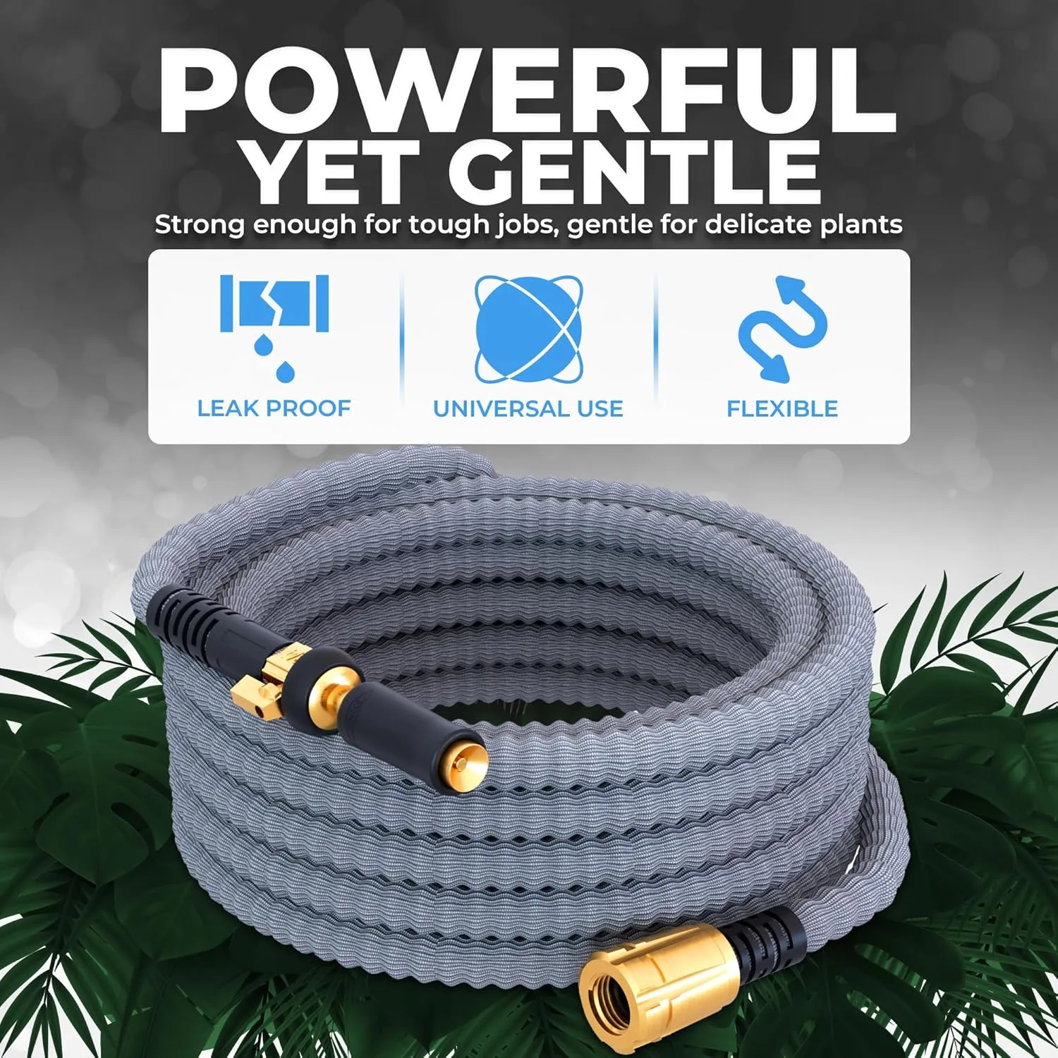 TITAN Garden Hose 100FT | NON-EXPANDING Durable, Flexible, Ultra Lightweight, Extra Strength Fabric Hybrid Water Hose, Heavy Duty Brass Connectors, With Jet Nozzle For Home, Marine, RV
