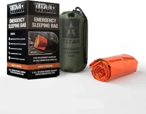 TITANSurvival Emergency Sleeping Bags for Survival 36” x 78” - 90% Heat Retention, 41% Thicker & Waterproof - Durable Survival Sleeping Bag for Cold Weather Camping - Thermal Sleeping Bag Outdoor Use