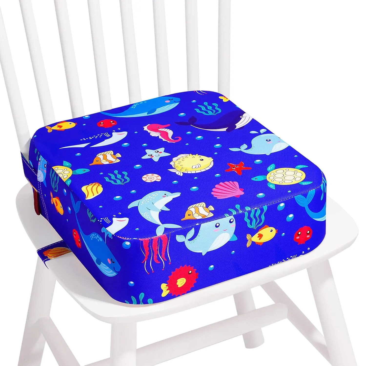 Toddler Booster Seat for Kitchen Chair, Non-Slip Kids Dining Table Booster Seat with Adjustable Safer Straps, Portable Baby Eating Travel Camping Increasing Cushion