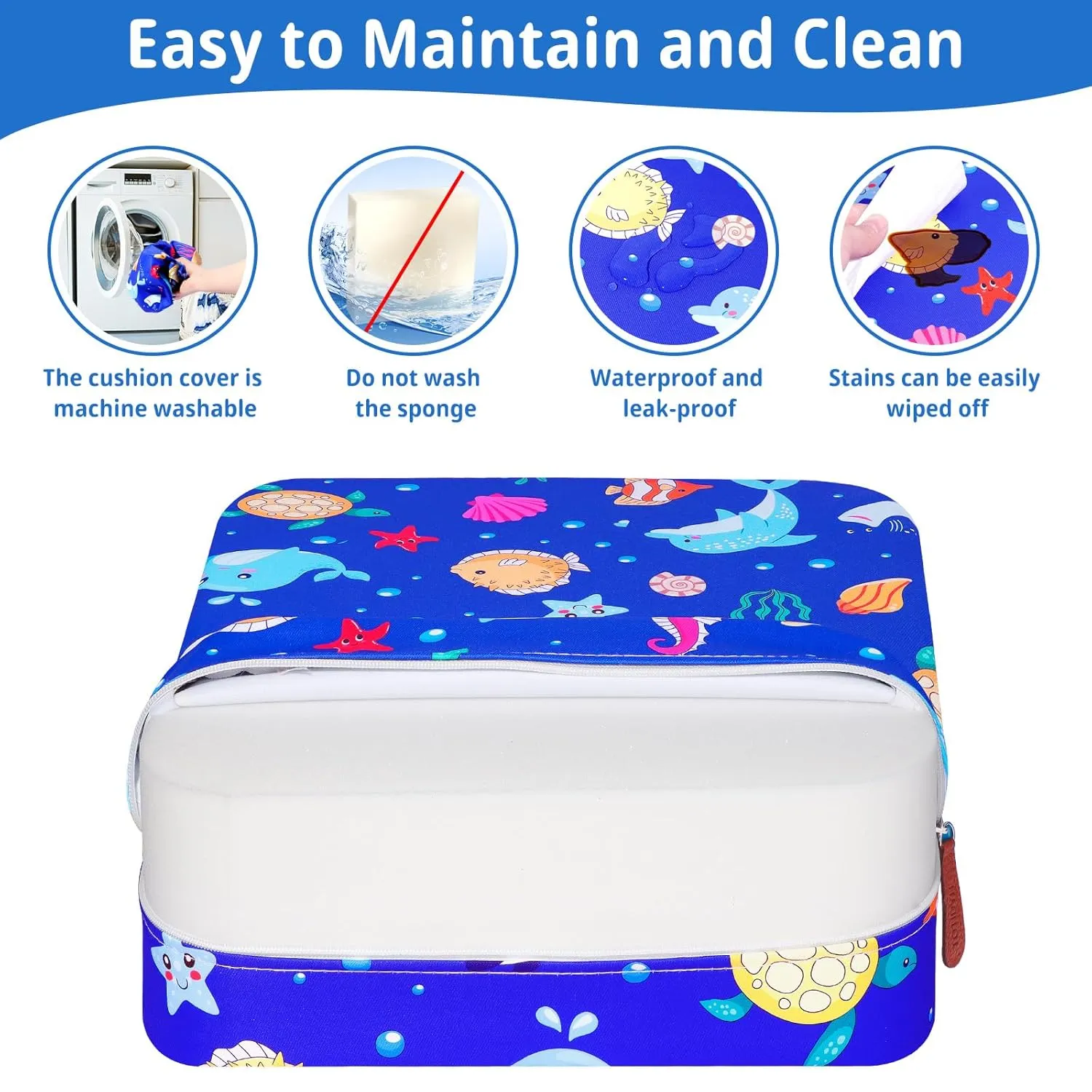 Toddler Booster Seat for Kitchen Chair, Non-Slip Kids Dining Table Booster Seat with Adjustable Safer Straps, Portable Baby Eating Travel Camping Increasing Cushion