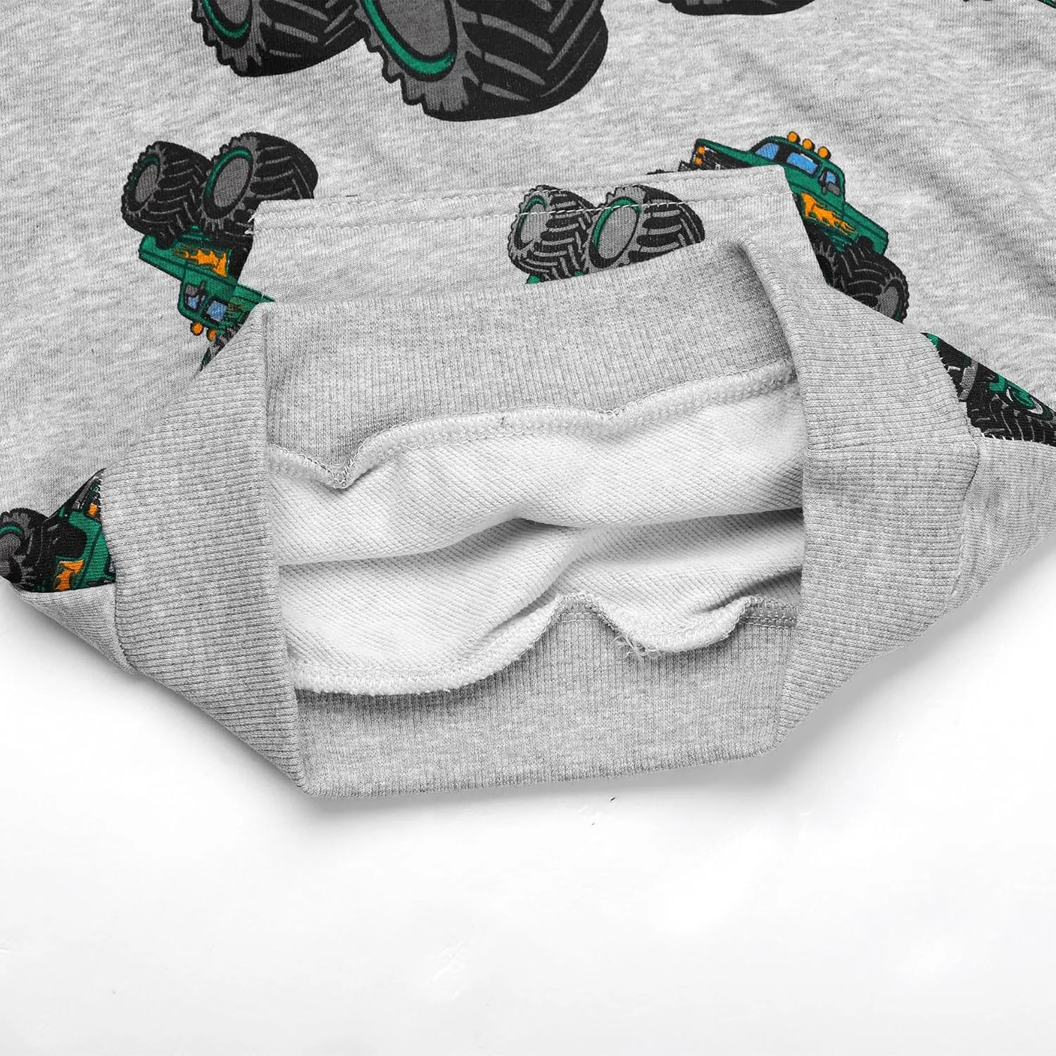 Toddler Boy Hoodie Cartoon Graphic Fall Clothes Kids Cute Sweatshirts With Kangaroo Pocket 2-8T