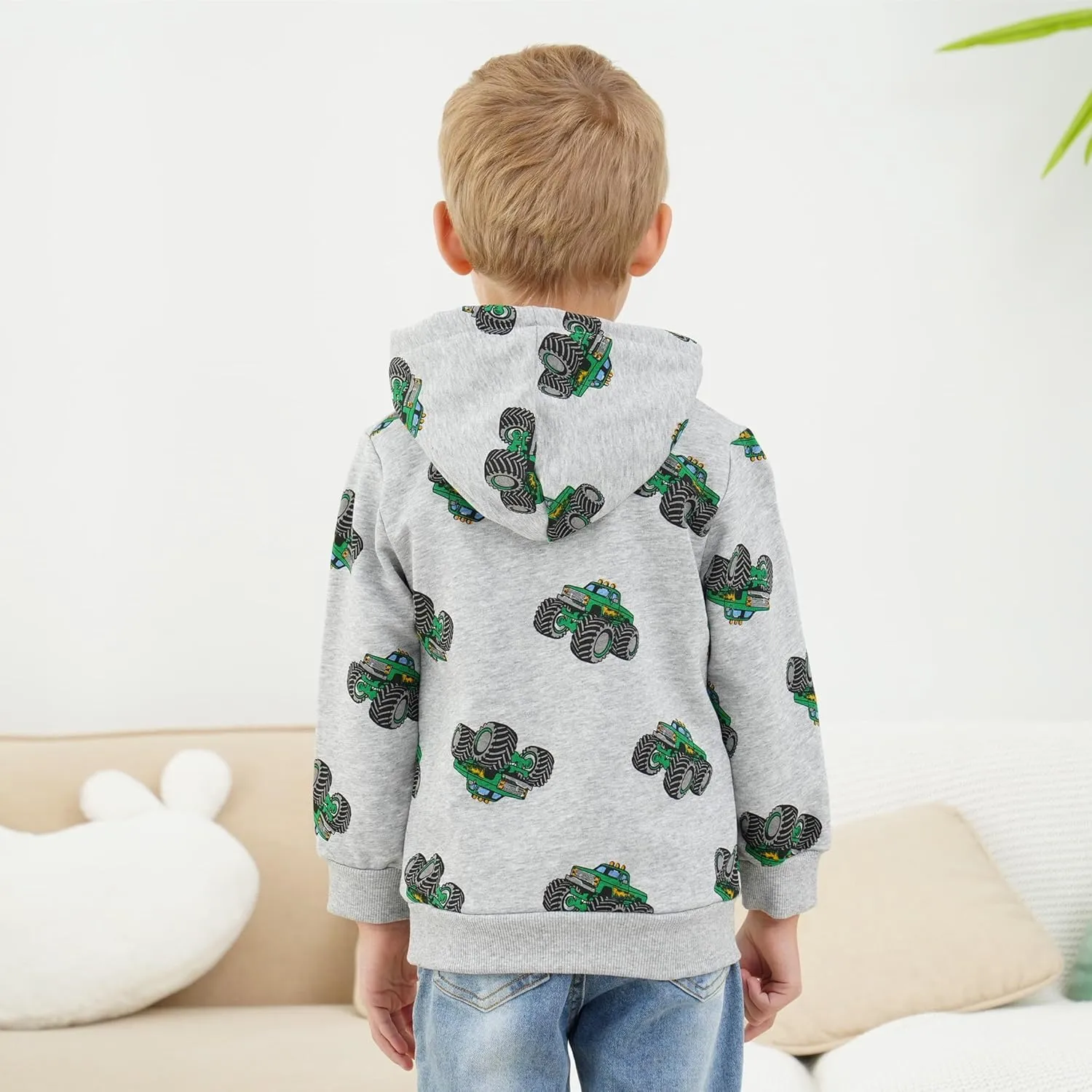 Toddler Boy Hoodie Cartoon Graphic Fall Clothes Kids Cute Sweatshirts With Kangaroo Pocket 2-8T