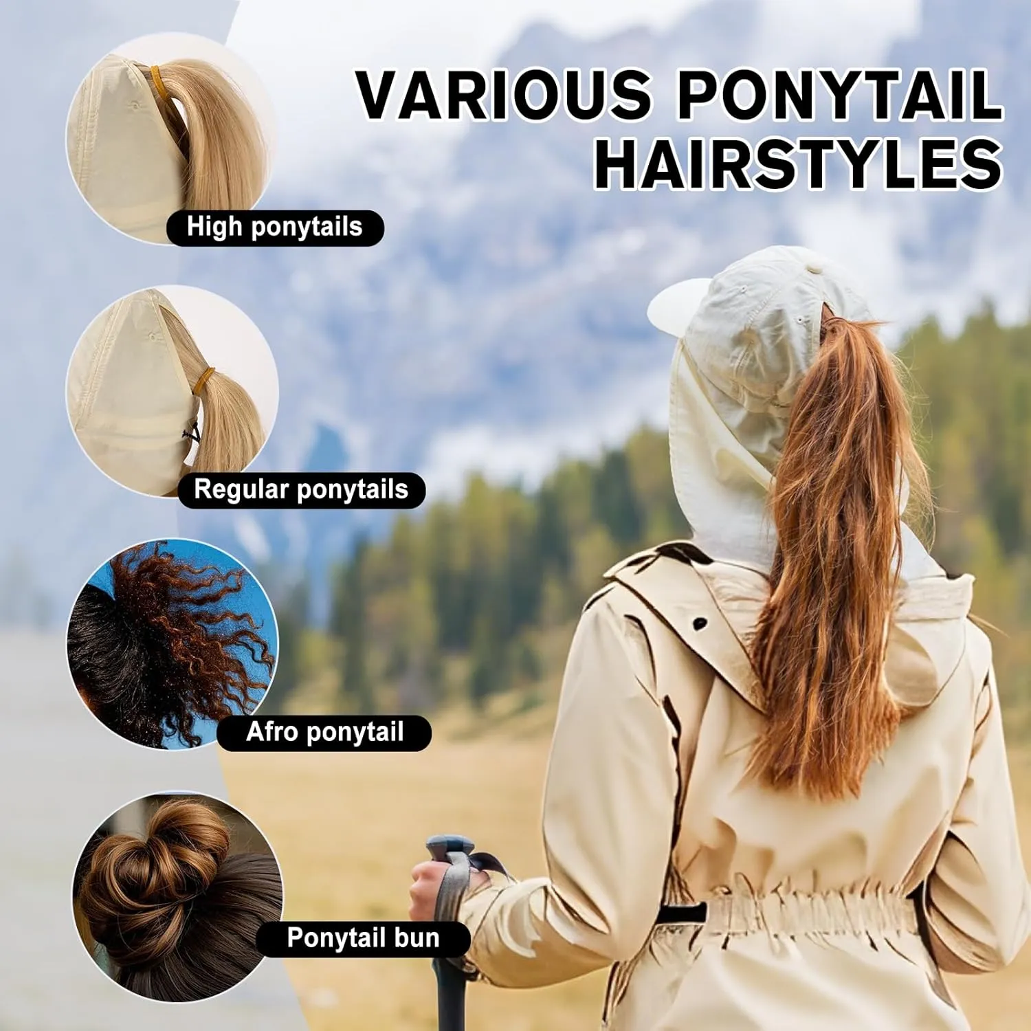 TOP-EX L/XL Sun Hats for Women Ponytail Baseball Cap with Neck Flap UPF50 Summer Hiking Gardening Hat Waterproof