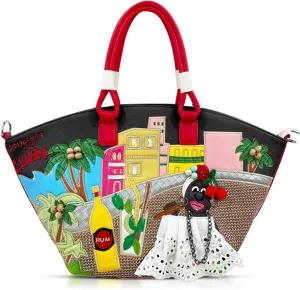 Tote Bag for Women, Colored Hand Embroidery Canvas Shoulder Bag, Crossbody Bag Suitable for Important Occasions, Work, Travel(Black)
