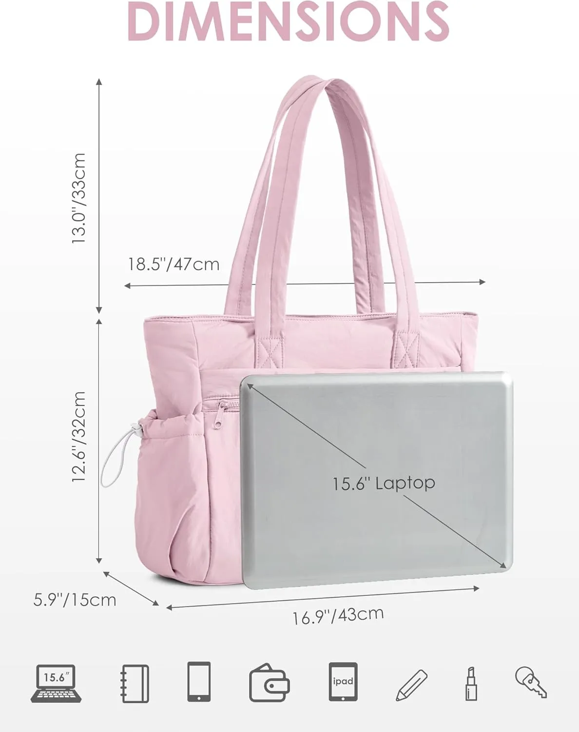 Tote Bag for Women, Lightweight Large Puffer Bag, Quilted Shoulder Purses Handbags for Travel Work