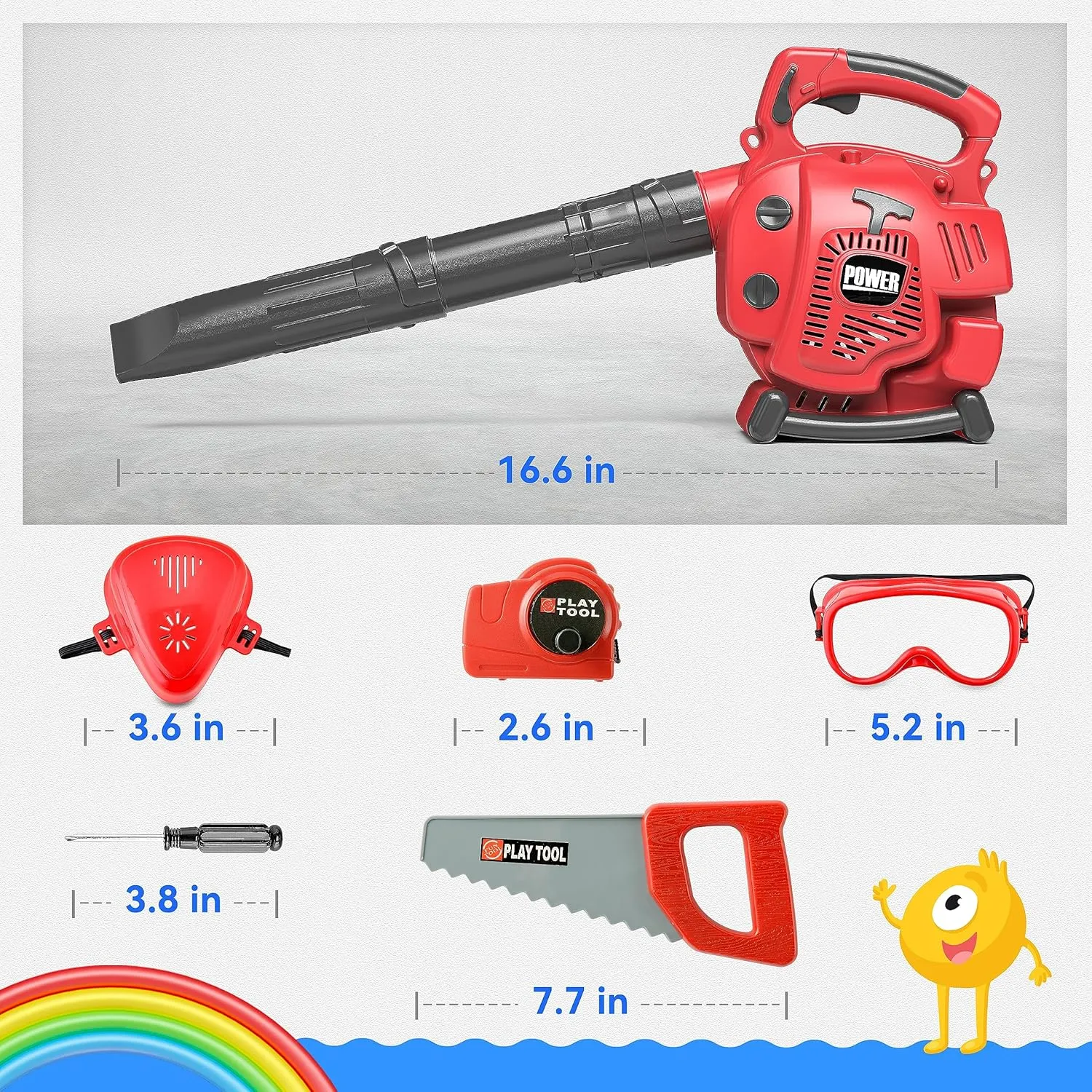 Toy Choi's Leaf Blower Toy Tool Pretend Play Series, Outside Construction Toddler Toys with Saw,Outdoor Preschool Gardening Kids Tool Set Gift for 2 3 4 5 6 Boys and Girls