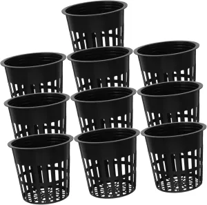 Toyvian Hydroponic Growing Cups 10pcs 4 Net Baskets Root Management Drainage-Enabled for Indoor Gardening and Office Decor