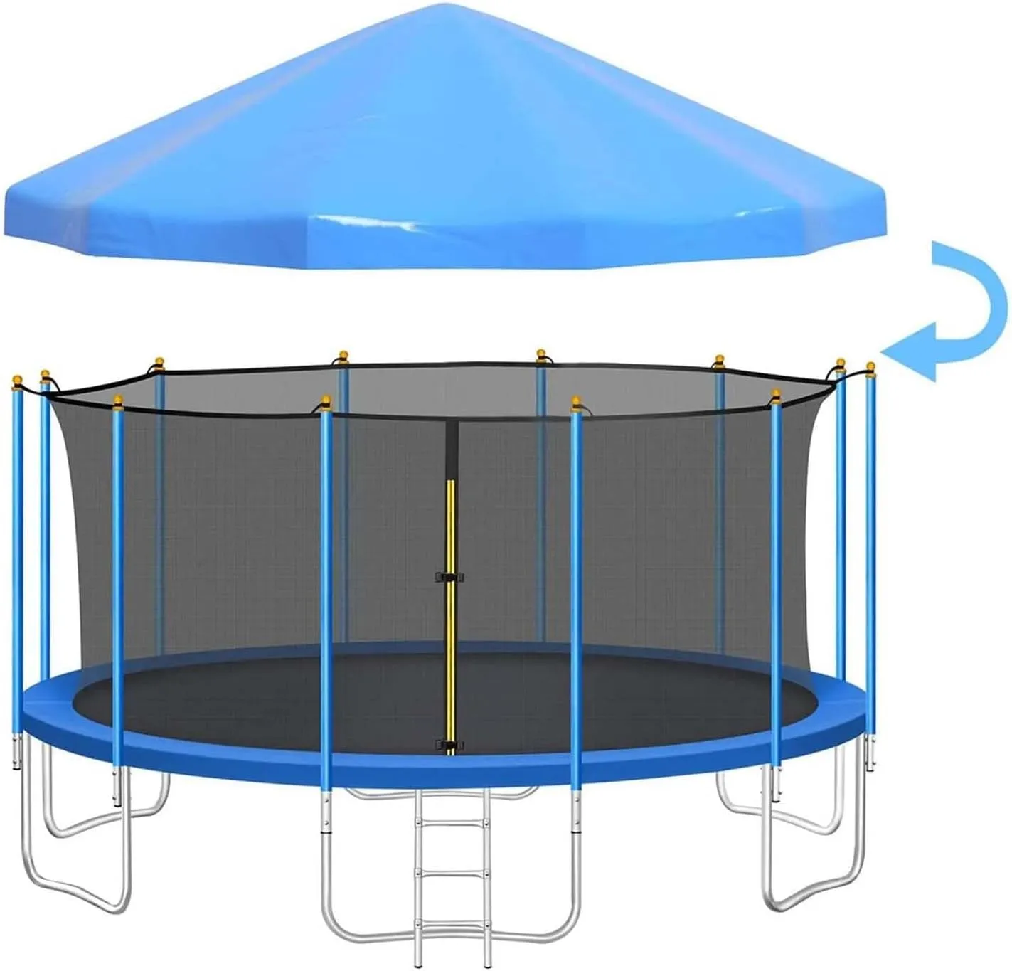 Trampoline Canopy Tent Shade Cover for 6ft-16ft Trampolines - Outdoor Sun, Rain & Snow Protection Top Roof - Ideal for Kids' Sports and Playtime Activities