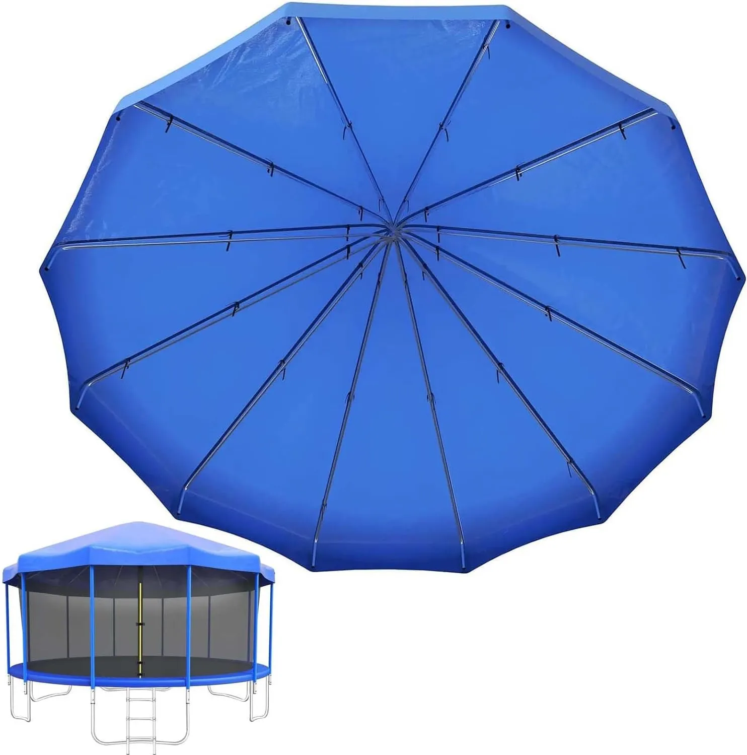 Trampoline Canopy Tent Shade Cover for 6ft-16ft Trampolines - Outdoor Sun, Rain & Snow Protection Top Roof - Ideal for Kids' Sports and Playtime Activities