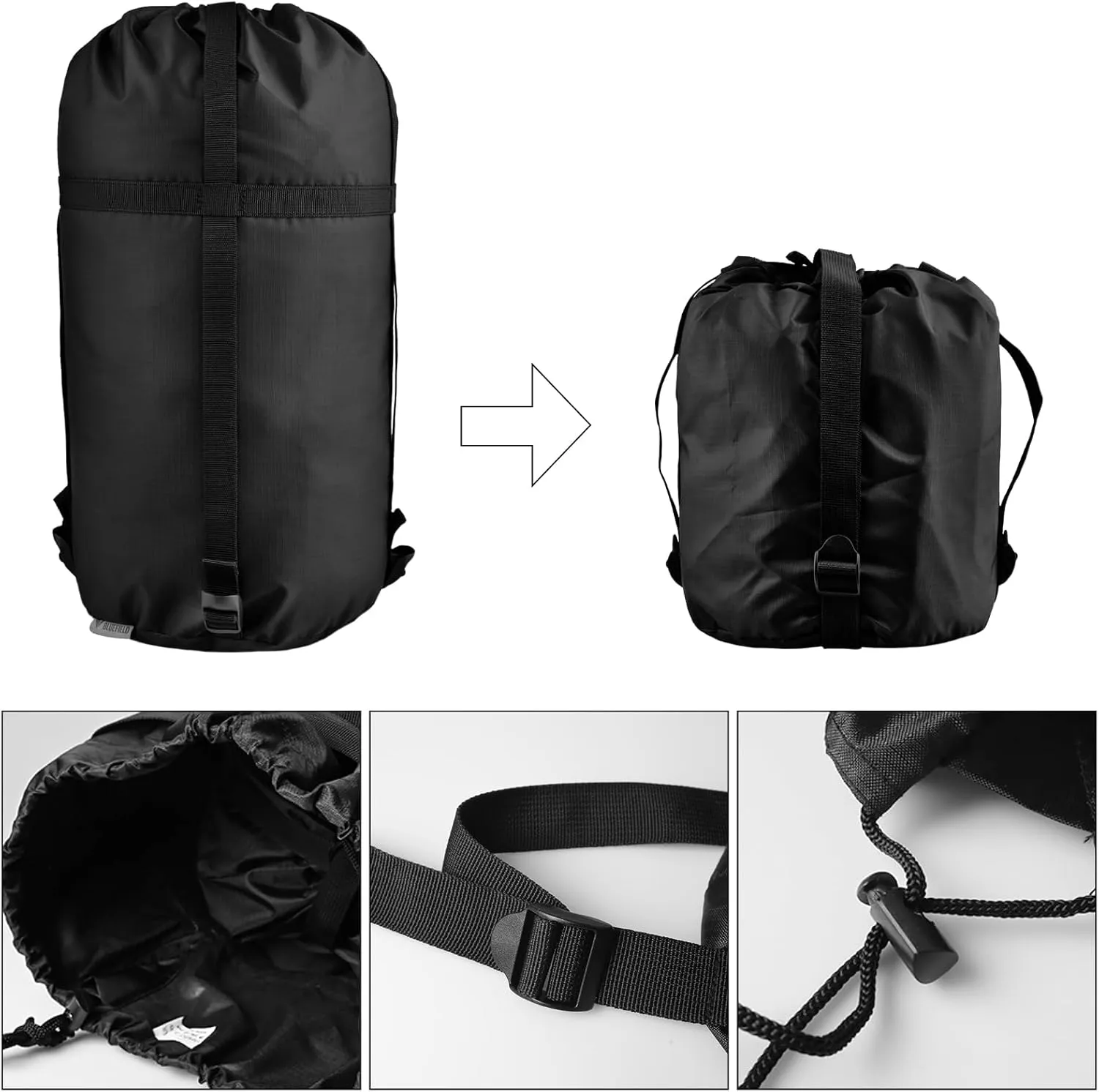 TRIWONDER Compression Sack Nylon Compression Stuff Sack Compression Stuff Sack Sleeping Bag Stuff Sack Ditty Bags with Dust Flap for Backpacking, Hiking, Camping, Traveling