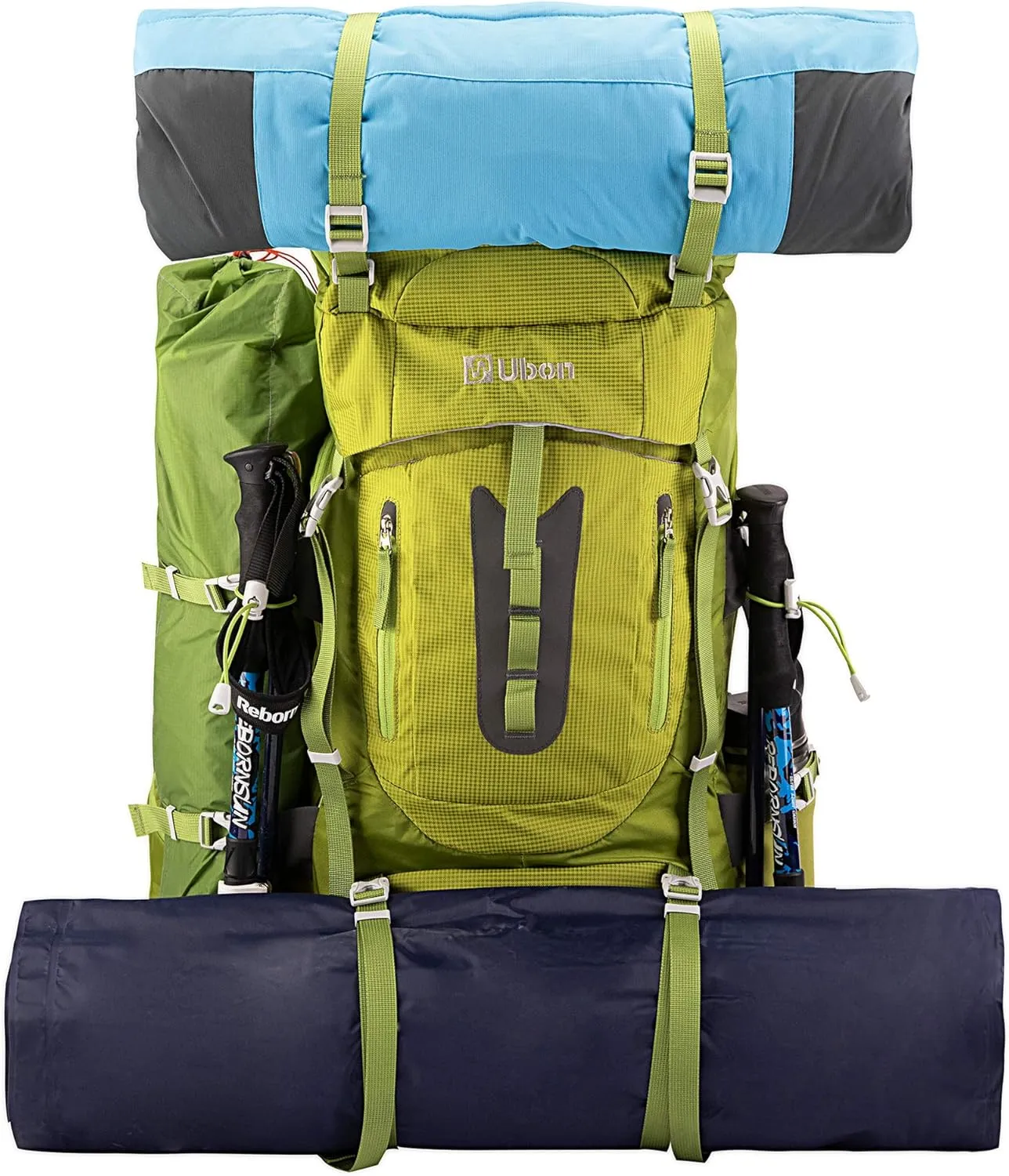 Ubon 60L Internal Frame Hiking Backpack Waterproof Camping Backpack with Rain Cover