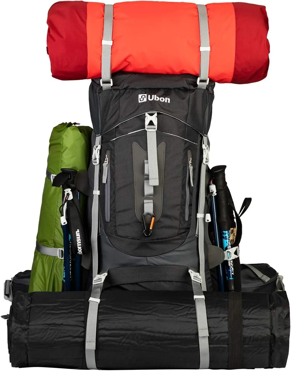 Ubon 60L Internal Frame Hiking Backpack Waterproof Camping Backpack with Rain Cover