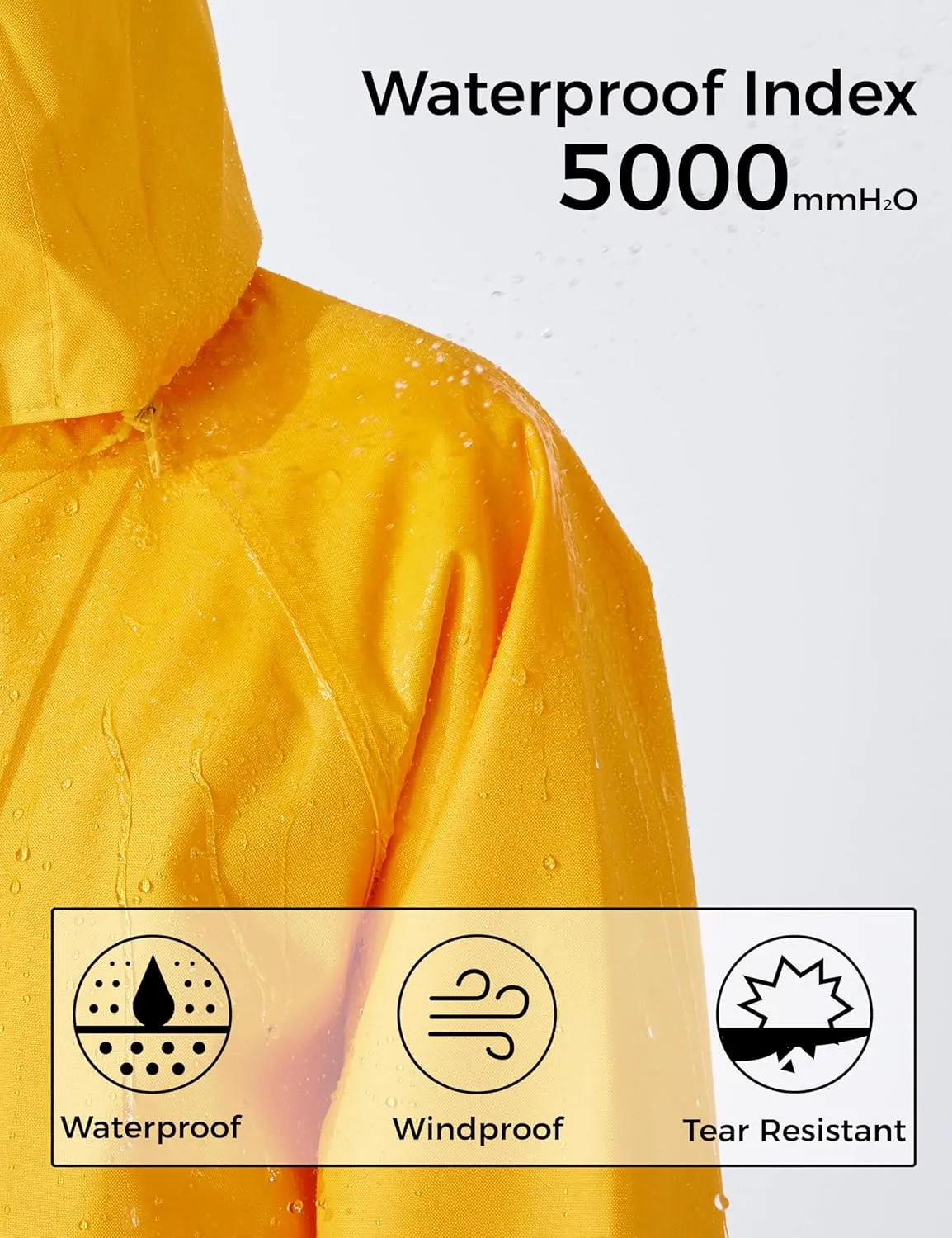 Ubon Women's Rain Coat Waterproof with Hood Long Raincoat Packable Rain Jacket Casual Windbreaker