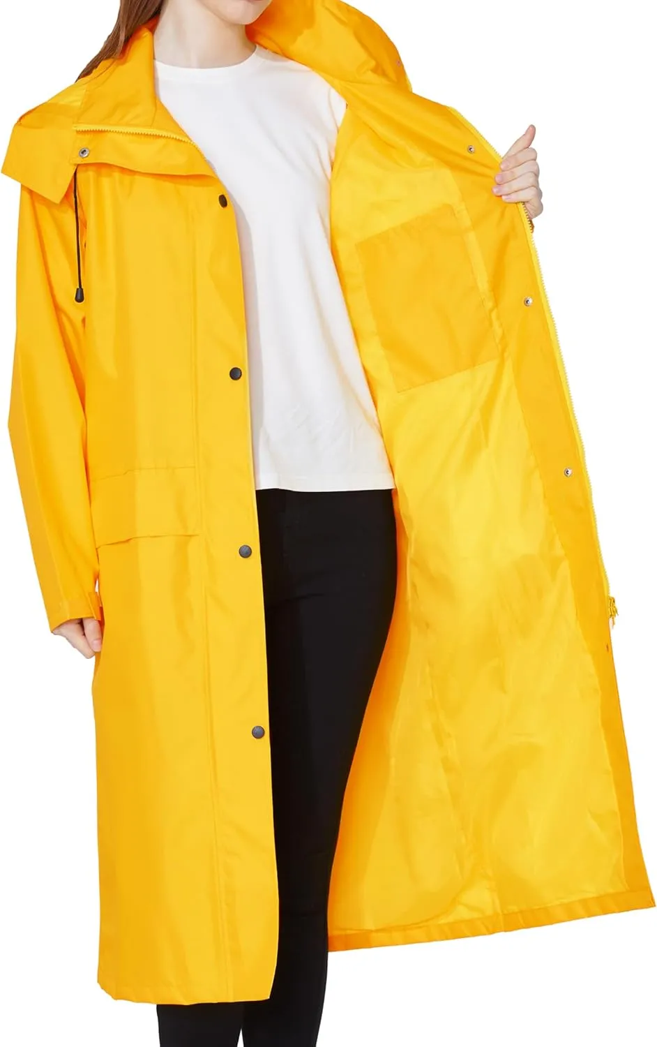 Ubon Women's Rain Coat Waterproof with Hood Long Raincoat Packable Rain Jacket Casual Windbreaker