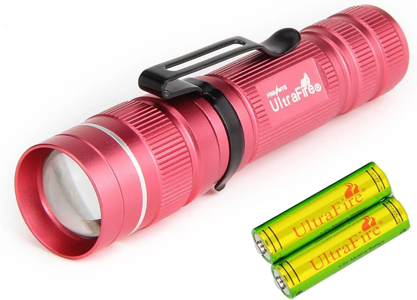 ULTRAFIRE Small Tactical EDC Flashligh, 300 Lumens Zoomable Bright LED Flashlight, 3 Modes Mini Pocket Flash Light for Kids Camping Outdoor, J3 (Pink)