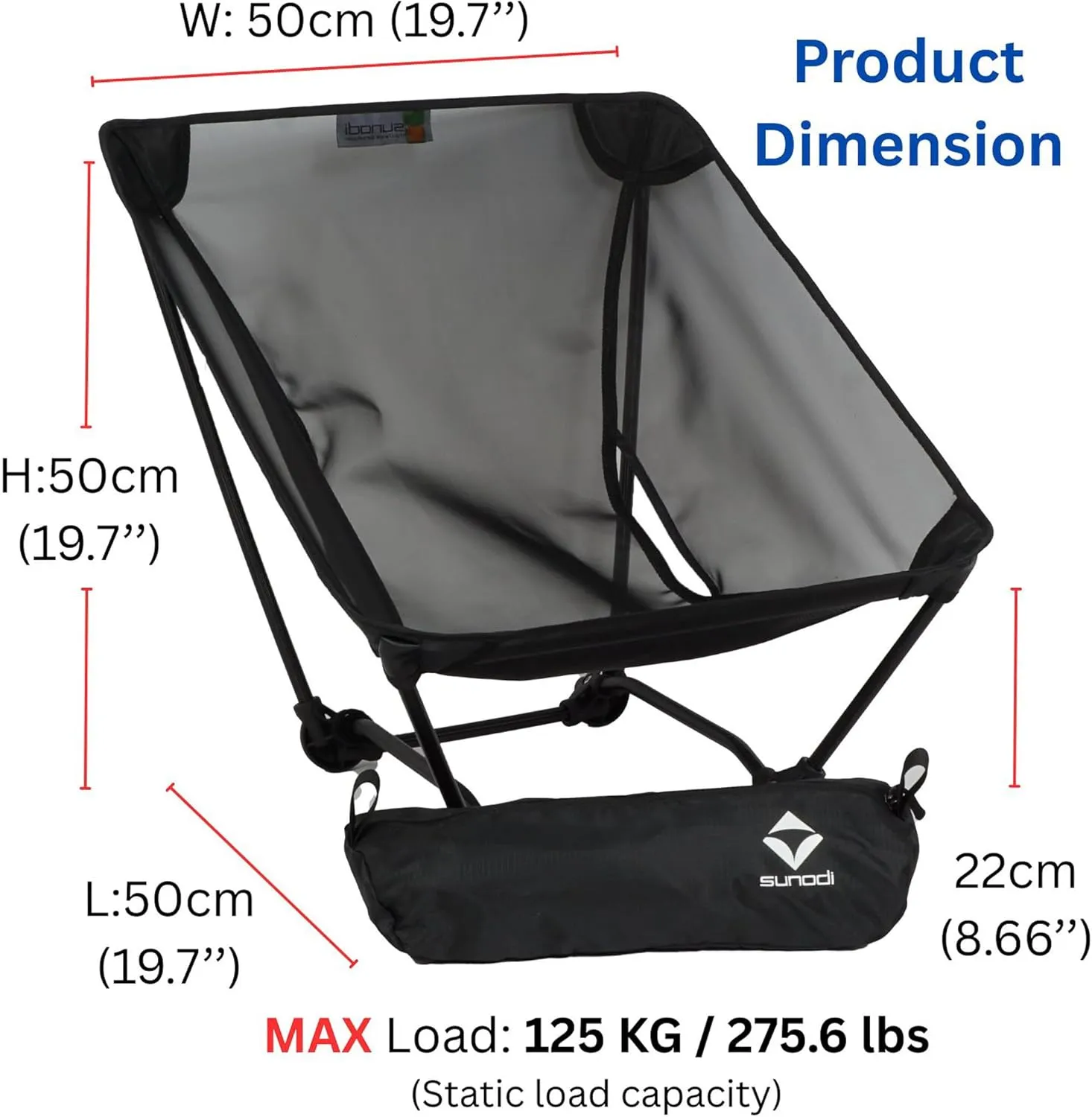 Ultralight Backpacking Chair, Aluminium Alloy Legless Ground Chair, Foldable Camping Chair for Adult, Hiking, Camping, Picnic, Fishing, RV, Balcony, Paddleboard, Beach, Indoor (Black)