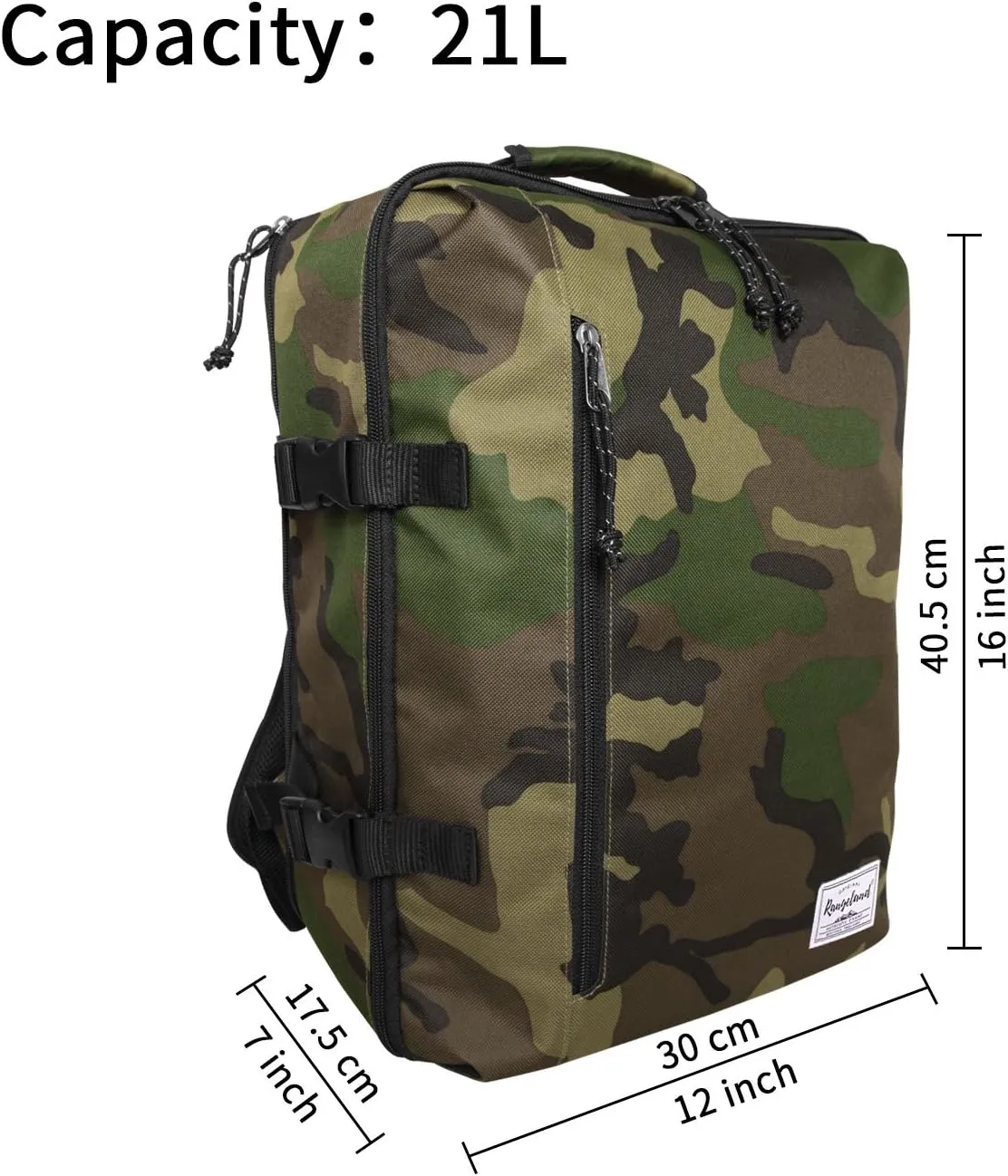 Underseat Carry-On Backpack Luggage Lightweight Casual Laptop Backpack MacBook Pro 16 Travel Gym Sport Daypack 21L, Green Camo