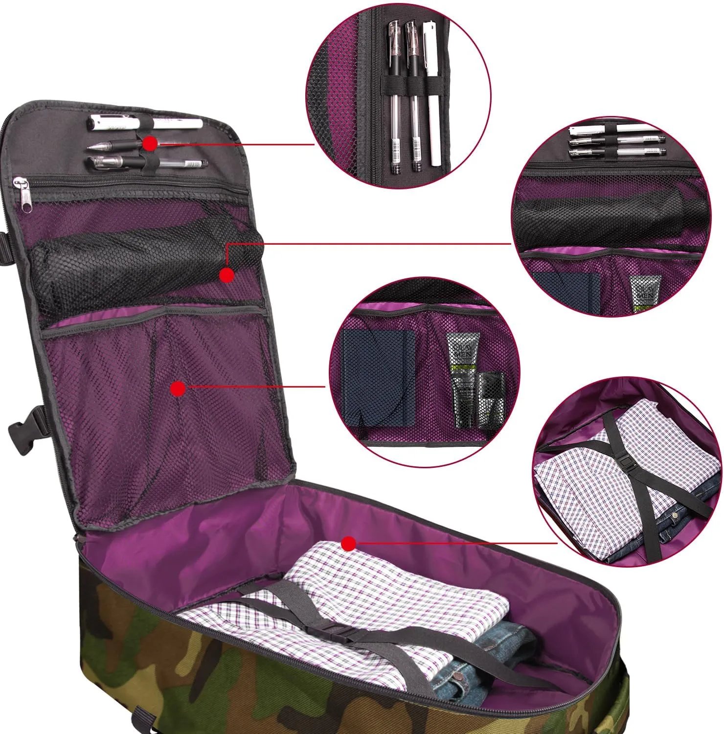 Underseat Carry-On Backpack Luggage Lightweight Casual Laptop Backpack MacBook Pro 16 Travel Gym Sport Daypack 21L, Green Camo