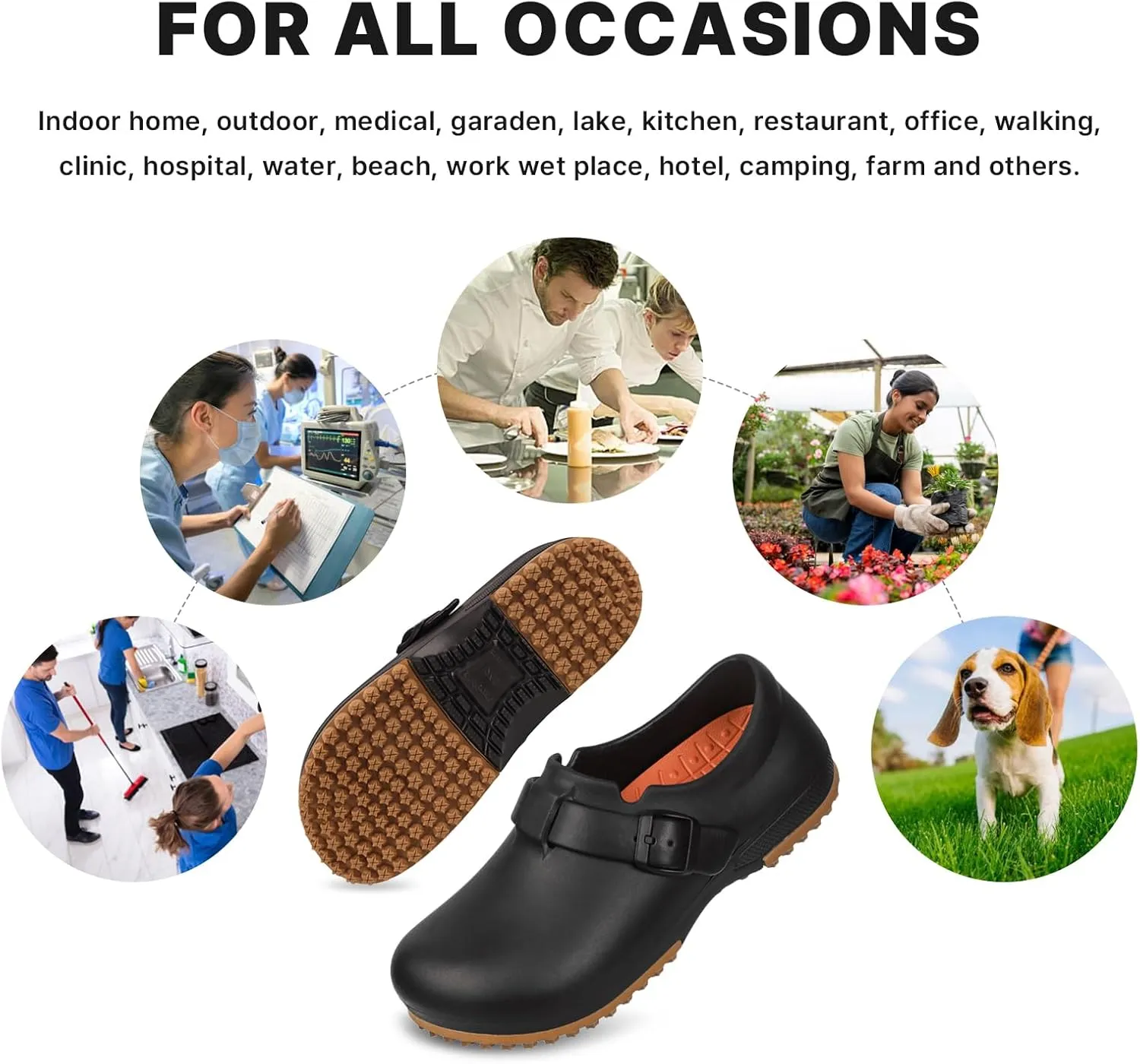 Unisex-Adult Clogs, Slip Resistant Work Shoes with Recovery Insoles for Food Service, Garden, or Nursing