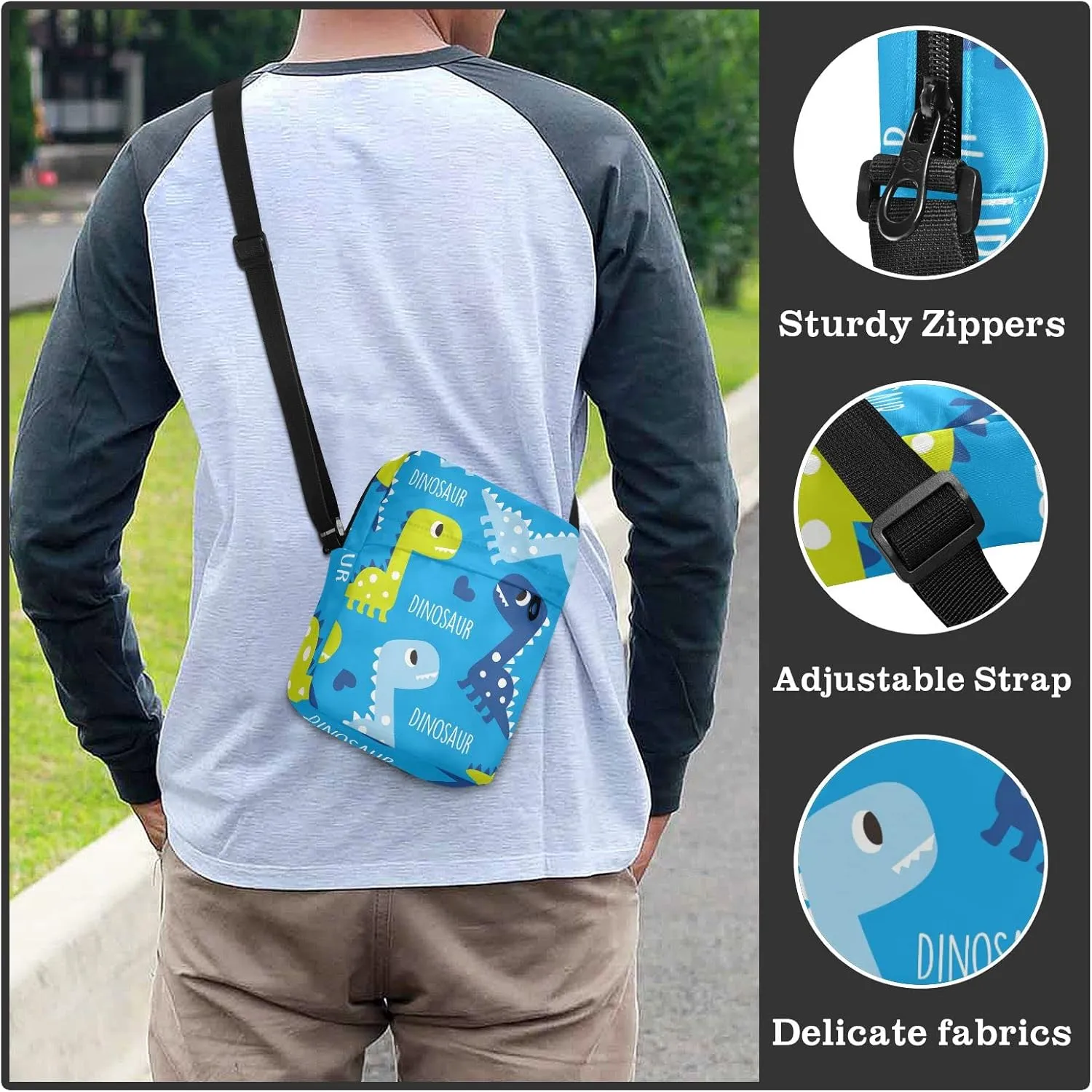 Unisex Crossbody Bag, Animal Pattern Durable Sling Side Shoulder bags for men women, One Size