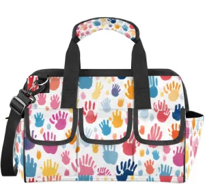 Unity Hands TOOL BAG with 14 Pockets, Adjustable Shoulder Strap Tool Tote Storage Bag, Waterproof Tool Organizer for Woodworking, Building, Gardening
