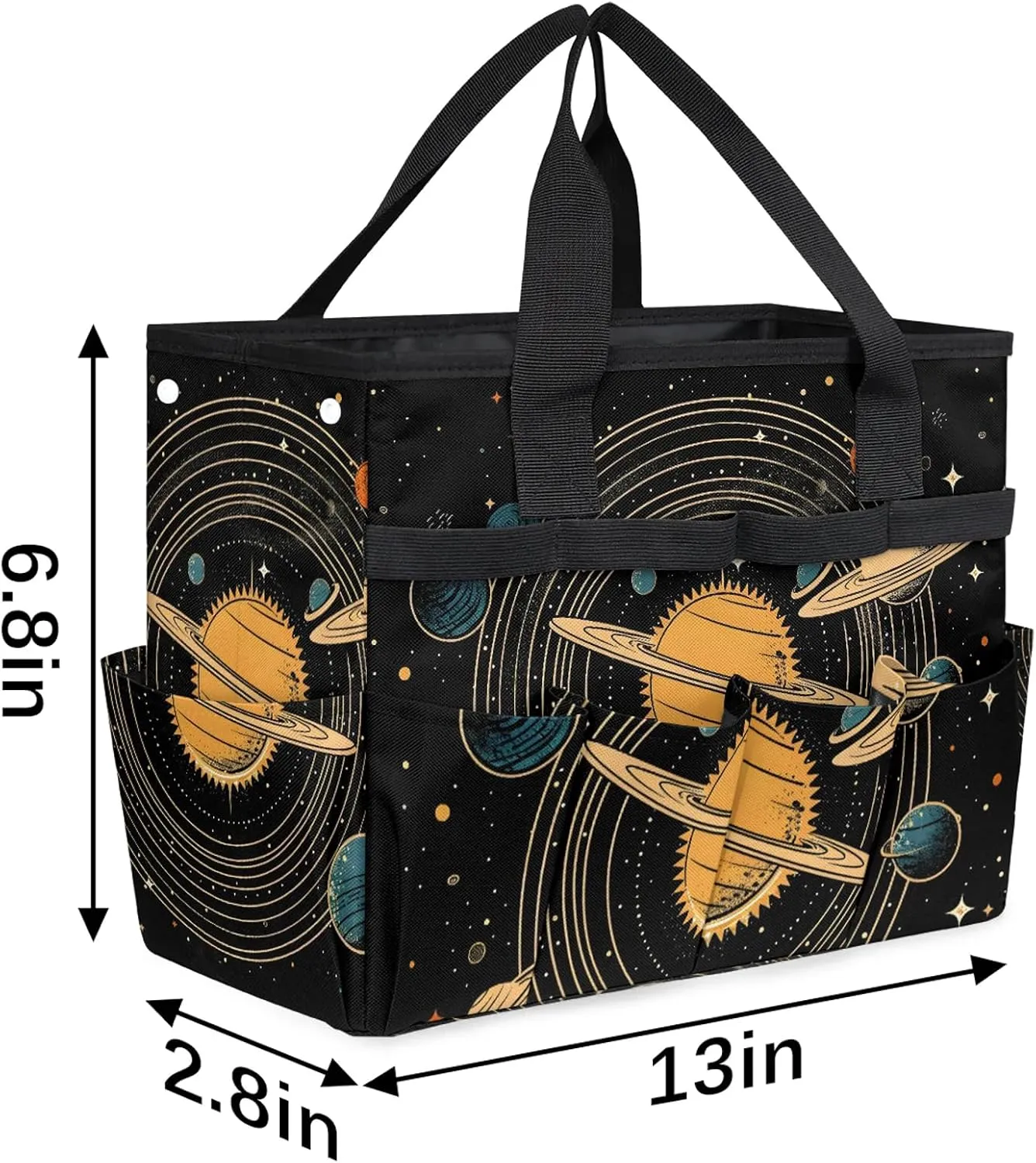 Universe Solar System Planets Garden Tool Bag, Heavy Duty Gardening Tote Bag Organizer with 10 Pockets for Women Men Gardening Gifts