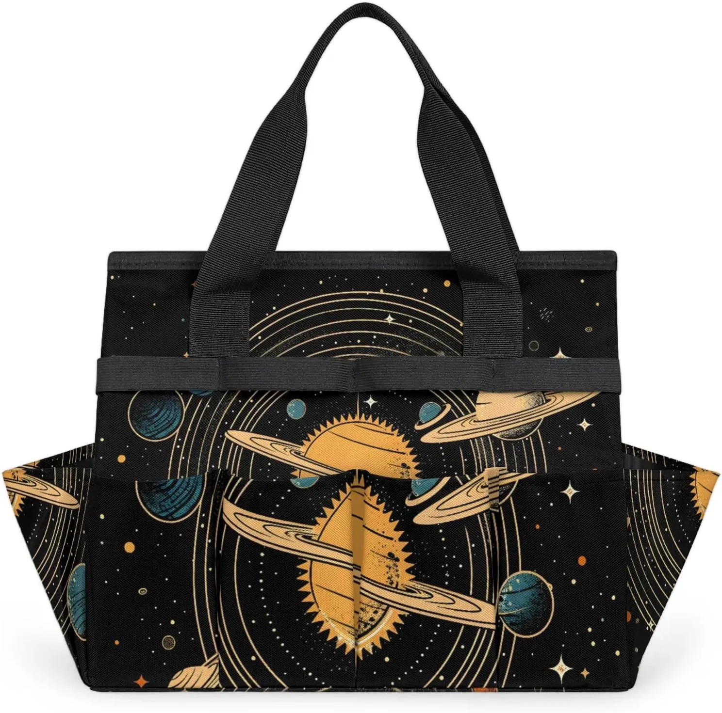 Universe Solar System Planets Garden Tool Bag, Heavy Duty Gardening Tote Bag Organizer with 10 Pockets for Women Men Gardening Gifts