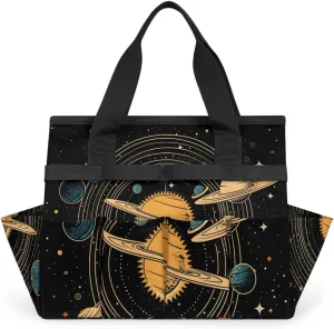 Universe Solar System Planets Garden Tool Bag, Heavy Duty Gardening Tote Bag Organizer with 10 Pockets for Women Men Gardening Gifts
