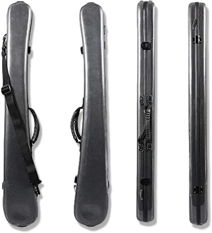 Upright Double Bass Bow Case Hold 1 Or 2 Pcs French German Bass Bow Box, Carbon Fiber Hard Case Protect Your Bow With Shoulder Strap