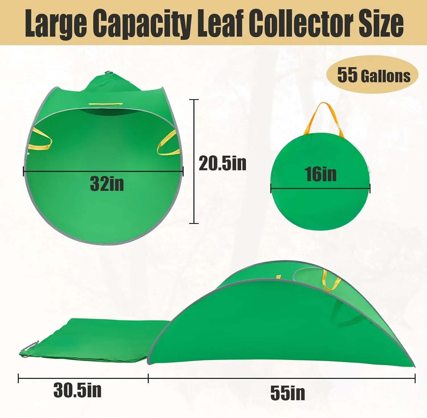 UQM Leaf Collector - Extra Large Pop Up Reusable Garden Bags for Yard Work