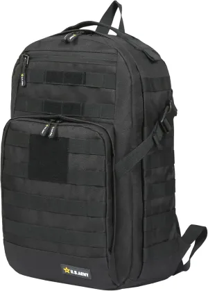 US ARMY WHISKEY Tactical Backpack - Heavy Duty Material, Molle Webbing, Multi-Compartment, Padded Laptop Sleeve, High Performance Military Backpack for Travel, Hiking, and Work - 24 Liters - Black