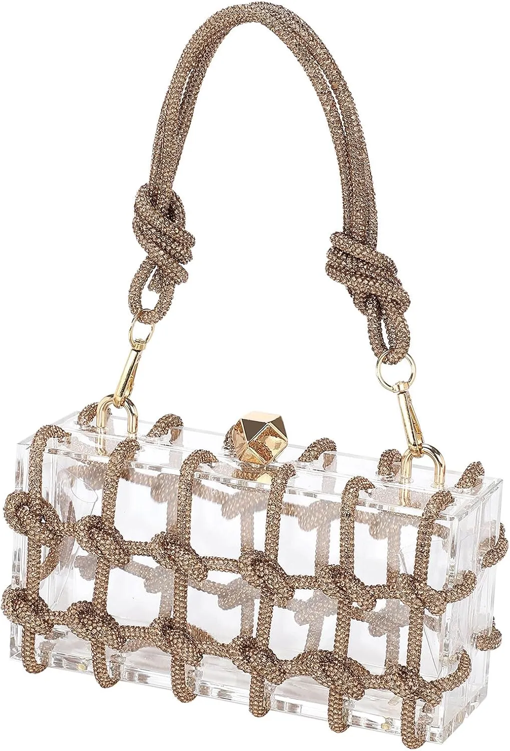 uxcell Evening Bags, Acrylic Clutch Purse Marbling Bag Wedding Prom Party, Golden