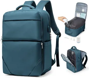 Vacuum Backpack With Pump,Travel Laptop Backpacks For Women Men,Carry On Backpack,Airback Backpacks With Vacuum Compression Bags Seal Packing,Personal Item Travel Bag Peacock Blue