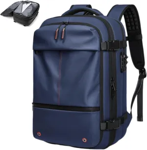 Vacuum Compression Backpack, Airopack Backpack, Airlines Approved, Fits 17 Inch Laptop for Travel, Business, Camping (Blue without air pump)