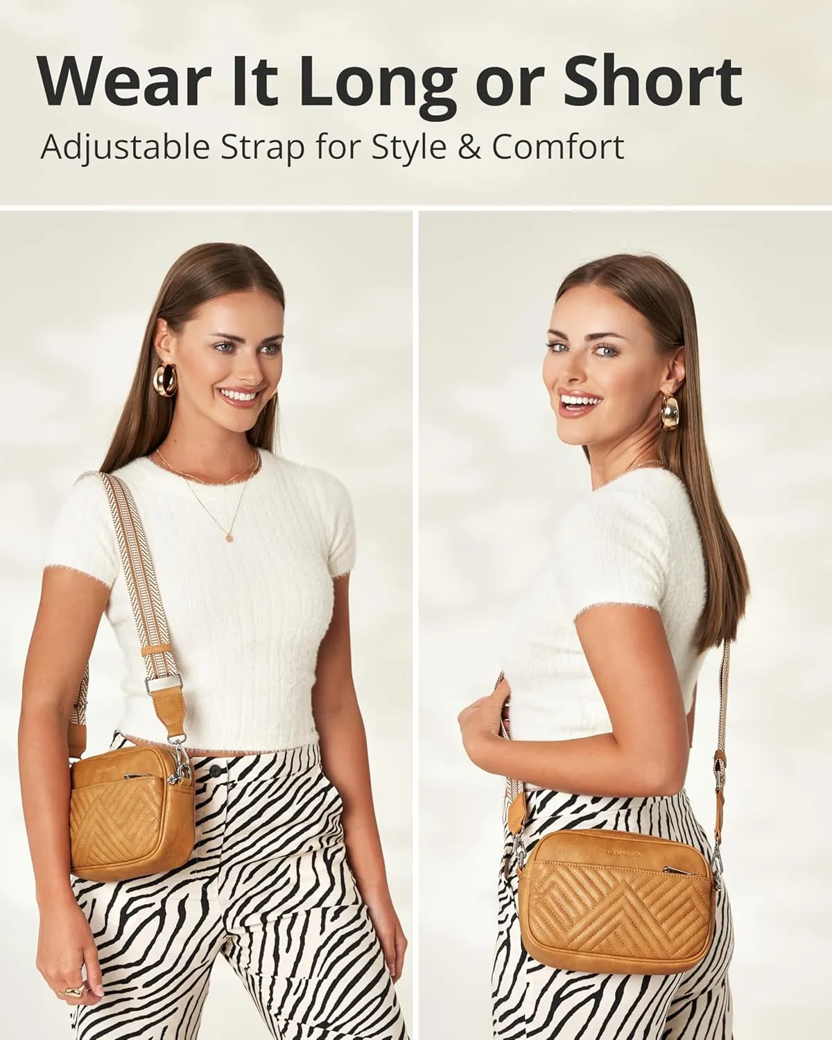 Vantamo Crossbody Bags For Women with Adjustable Strap, Premium PU Leather Purses for Women, Anti-Pickpocket Clip & Gift Box
