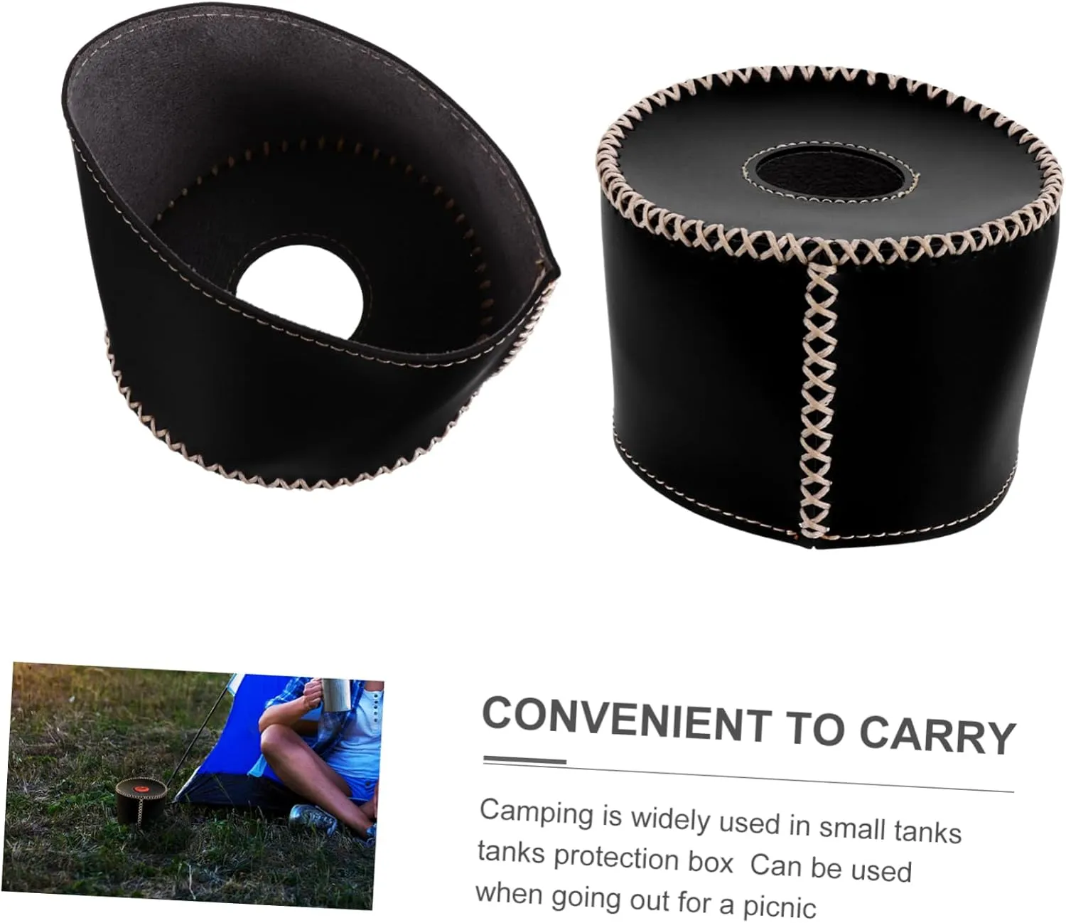 VANZACK Gas Canister Protector Cover Leather Protective Case for Camping Gas Tanks Breathable Wear-Resistant Pu Leather Insulation Impact for Outdoor Cooking Supplies