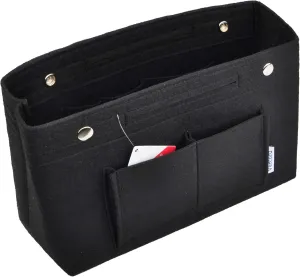 Vercord Felt Purse Tote Organizer Insert Divider Inside Handbag for Women Medium Black