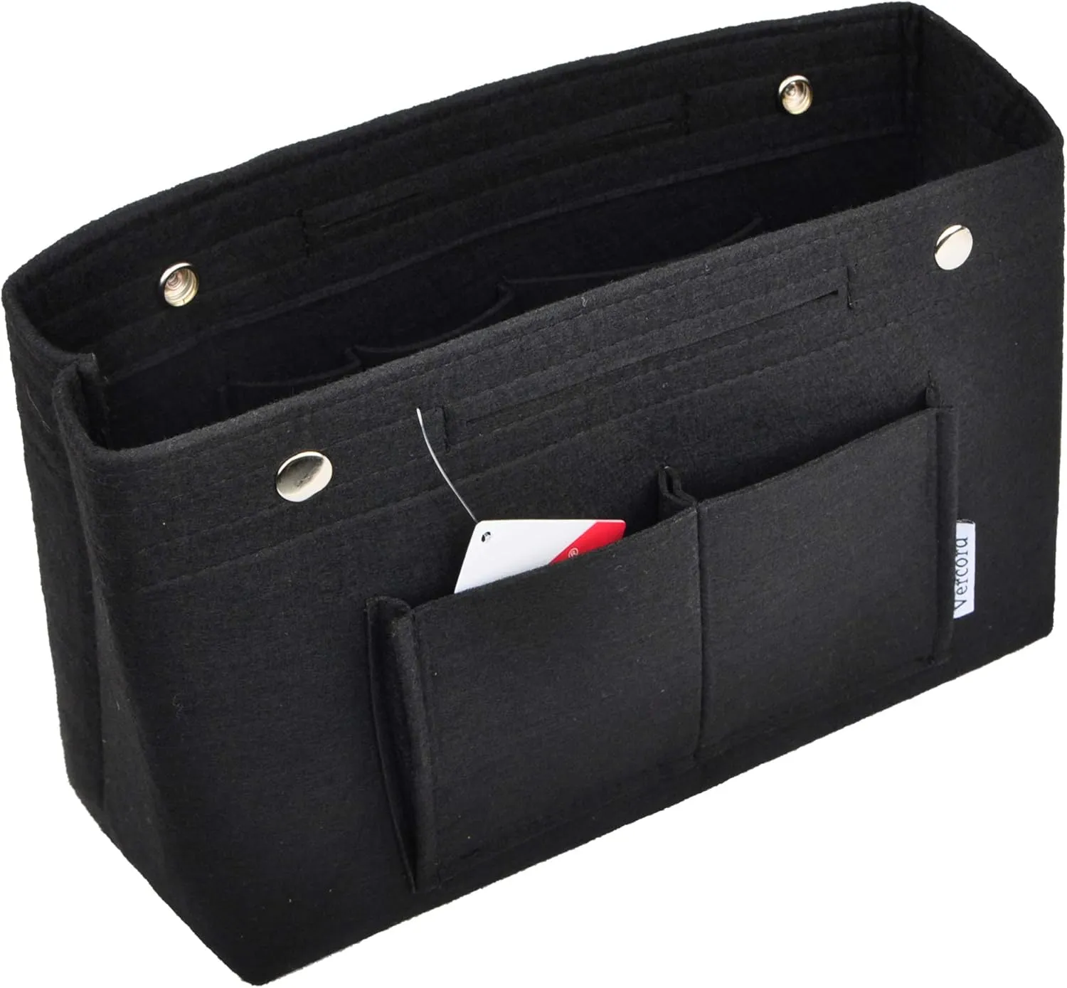 Vercord Felt Purse Tote Organizer Insert Divider Inside Handbag for Women Medium Black
