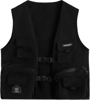 Verdusa Boy's Pocket Front Buckle Sleeveless Cargo Vest Jacket