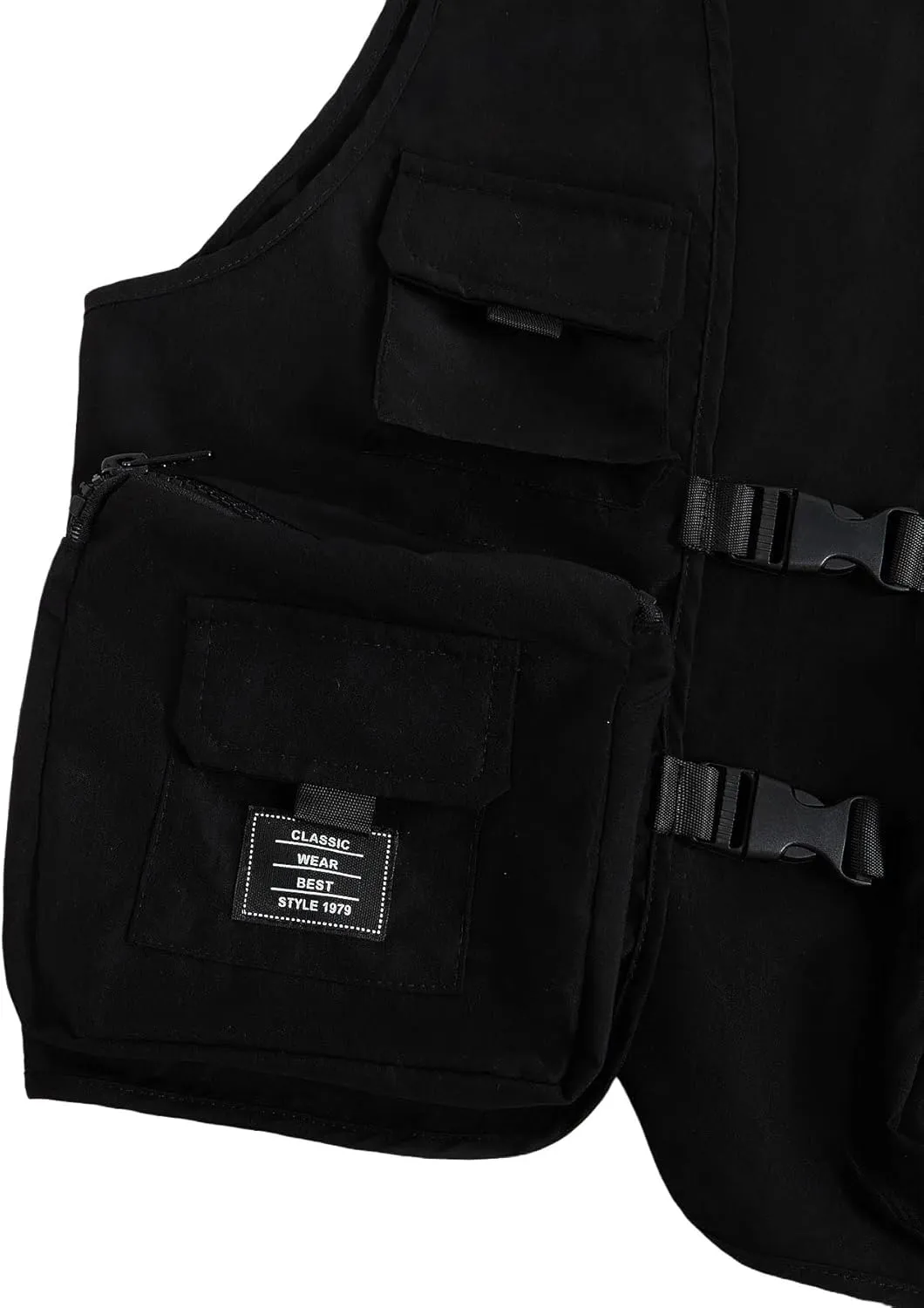 Verdusa Boy's Pocket Front Buckle Sleeveless Cargo Vest Jacket