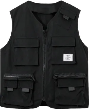 Verdusa Boy's Pocket Front Buckle Sleeveless Cargo Vest Jacket