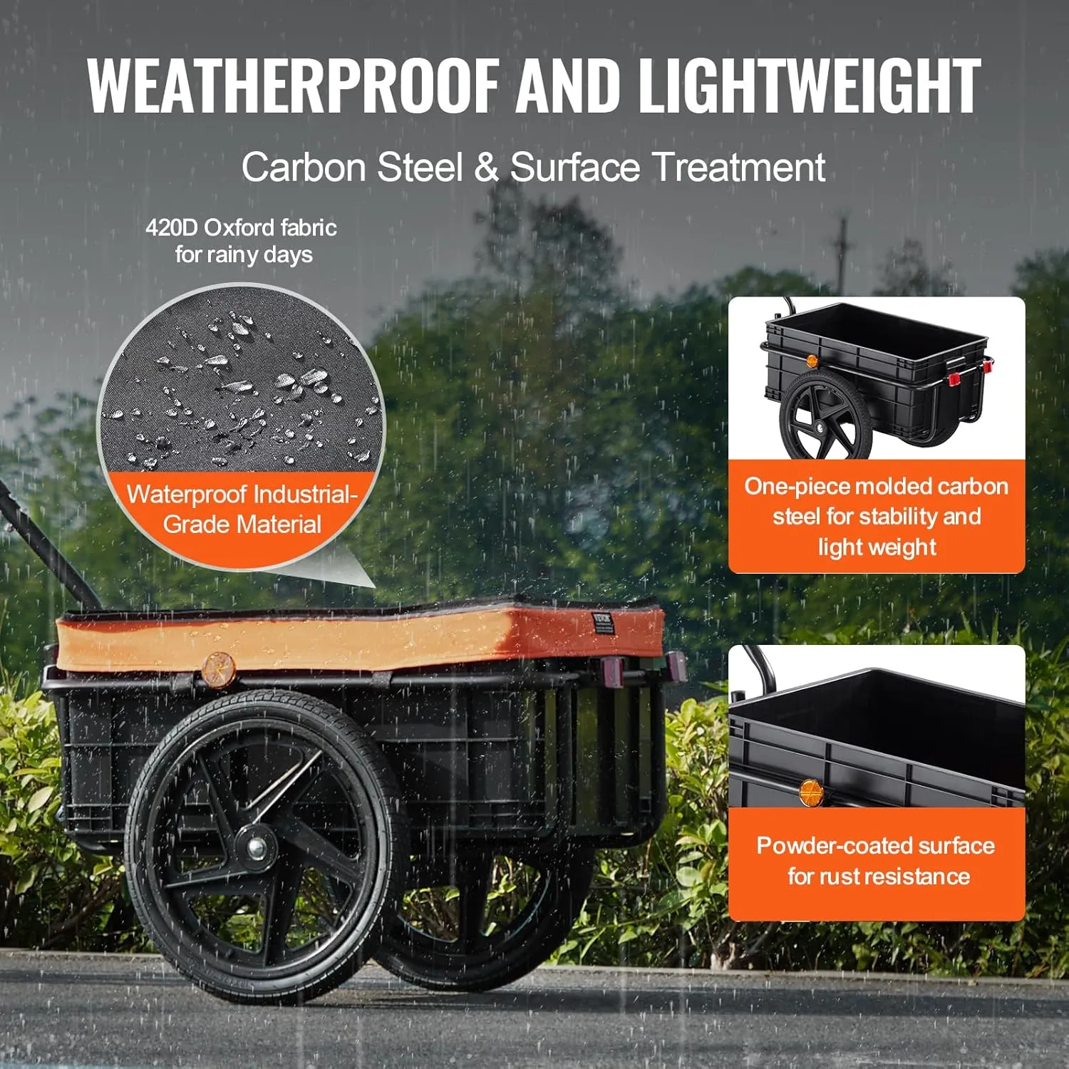 VEVOR Bike Cargo Trailer, 88/100/160 lbs Load Capacity, Heavy-Duty Bicycle Wagon Cart, Foldable Compact Storage with Universal Hitch