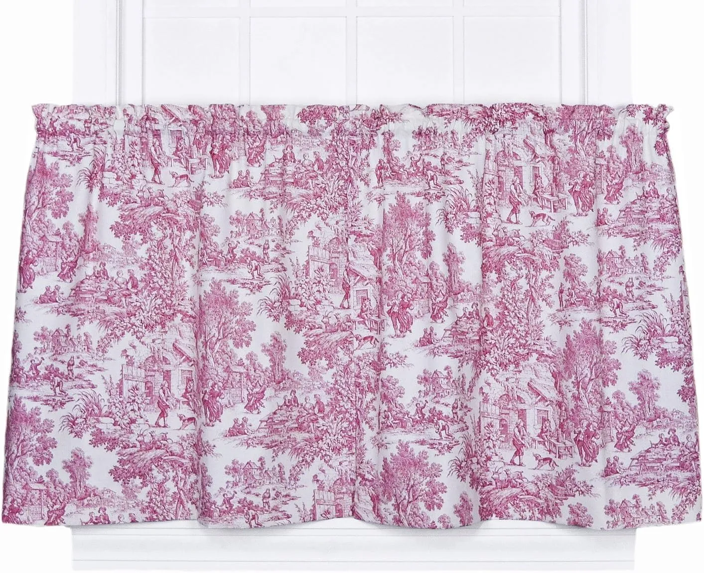 Victoria Park Toile 68-Inch-by-24 Inch Tailored Tier Curtains, Red